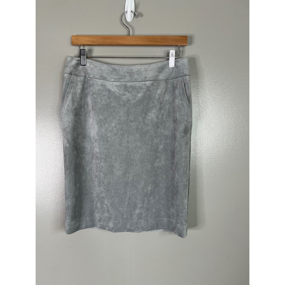 Calvin Klein Grey Faux Suede Pencil Skirt Womens 8 petite office professional - Picture 10 of 10